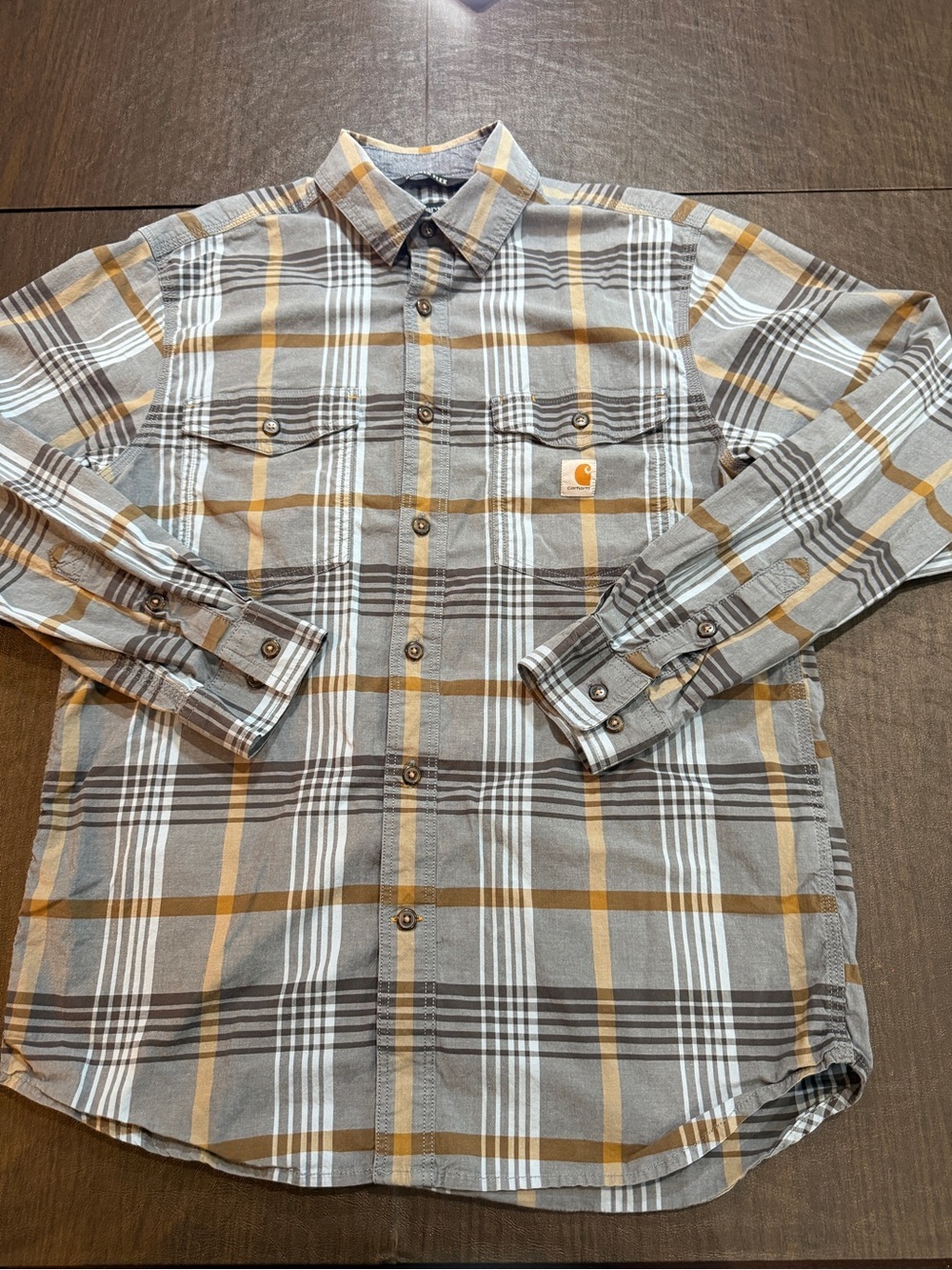 Carhartt Blue Plaid Button Down Shirt Sz M